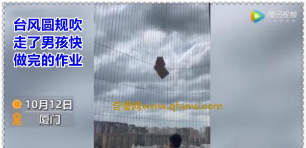 被台风“圆规”吹走作业的那个孩子 是真的要哭了